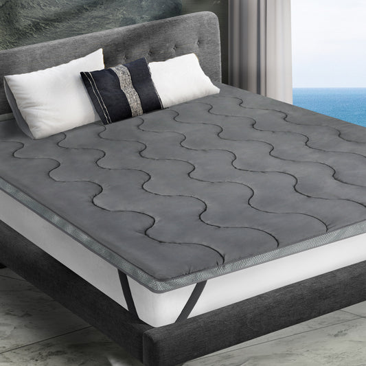 QUEEN Pillowtop Mattress Topper Protector - Charcoal