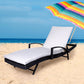 Simon Set of 2 Outdoor Sun Lounger Furniture Wicker Lounge Garden Patio Bed Pool White Cushion - Black