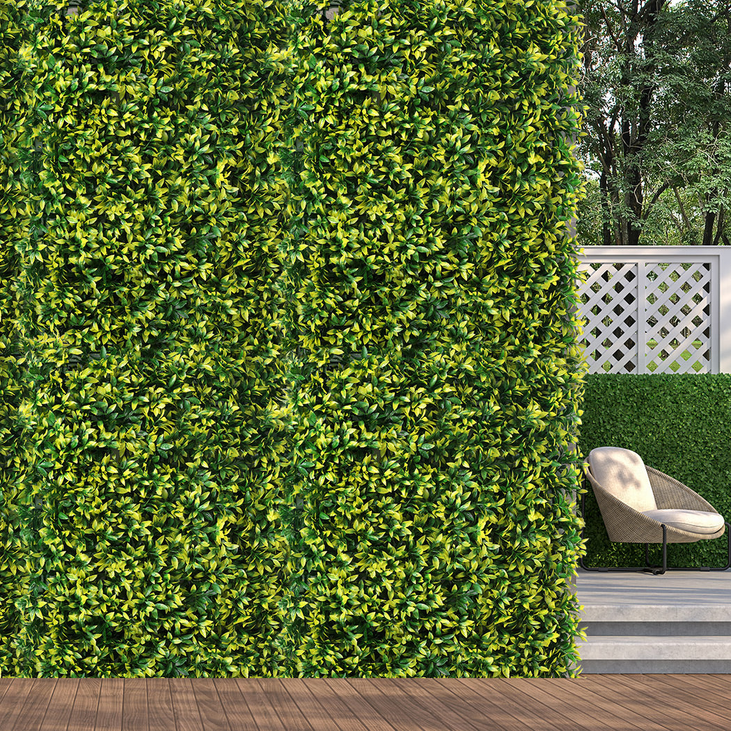 Set of 10 Artificial Boxwood Hedge Fence Fake Vertical Garden Green Outdoor