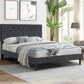 Assen Bed Frame Base Platform Wooden Velvet with Headboard Grey - Double