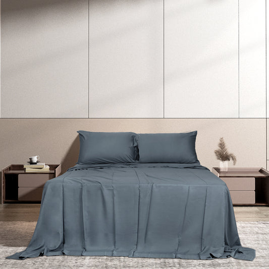 Double Dreamz 4pcs Size 100% Bamboo Bed Sheet Set Charcoal