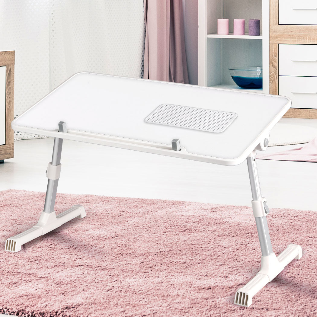 Levede Laptop Desk Computer Stand Table White Fan Tray