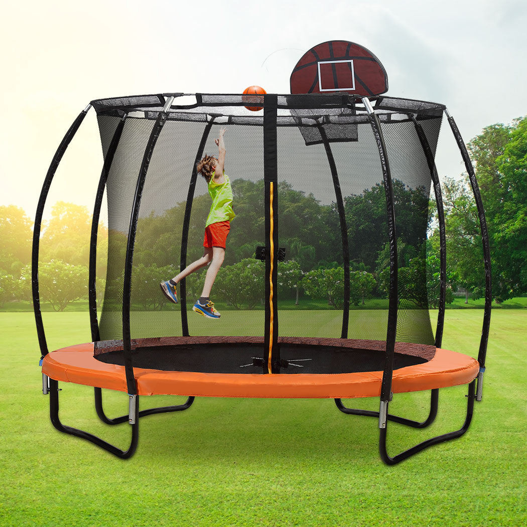 Trampoline Round Trampolines Mat Springs Net Safety Pads Cover Basketball 12Ft