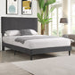 Velsen Bed Frame Base Platform Wooden Velvet with Headboard Grey - Queen