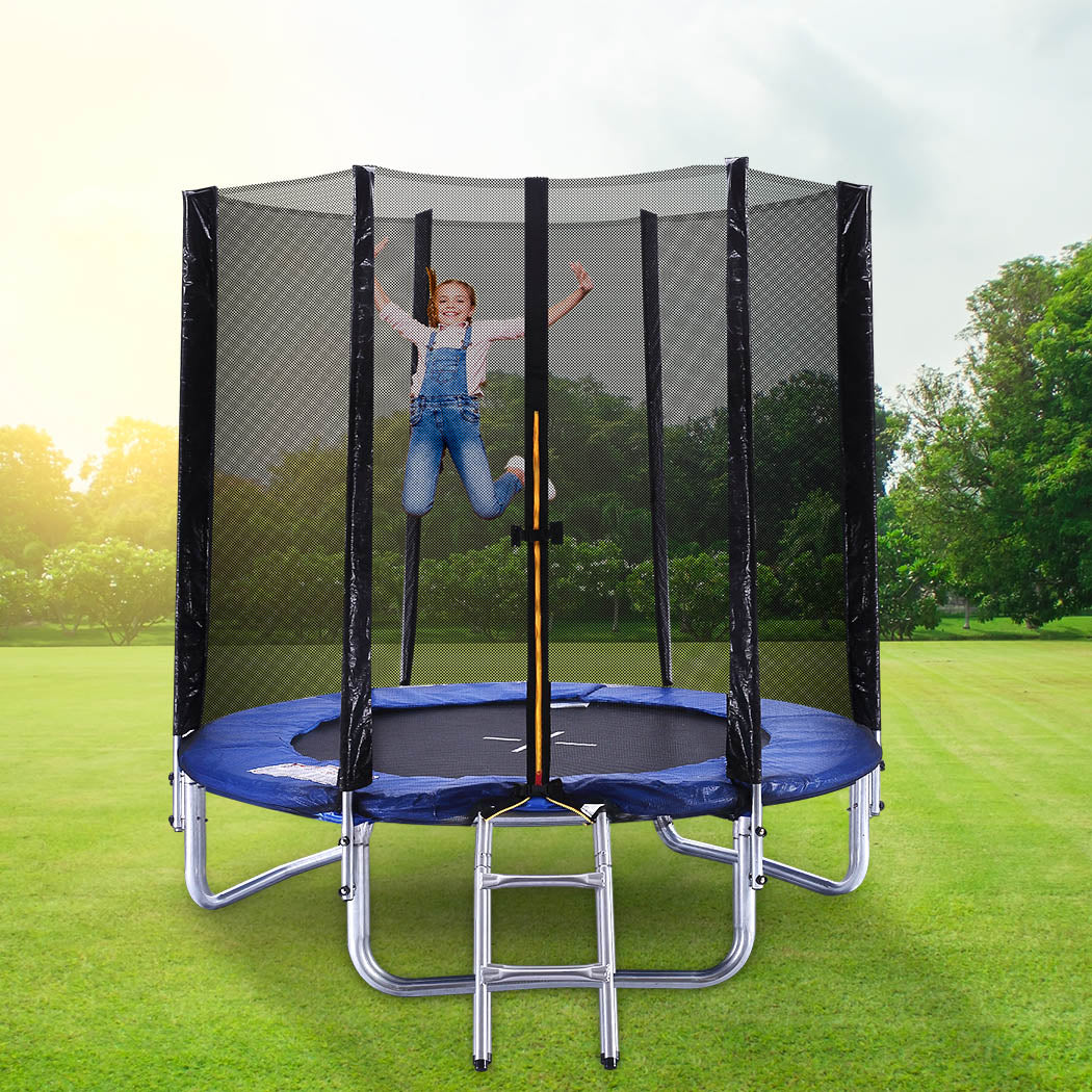 Carleen 8FT Kids Trampoline Round Enclosure - Blue