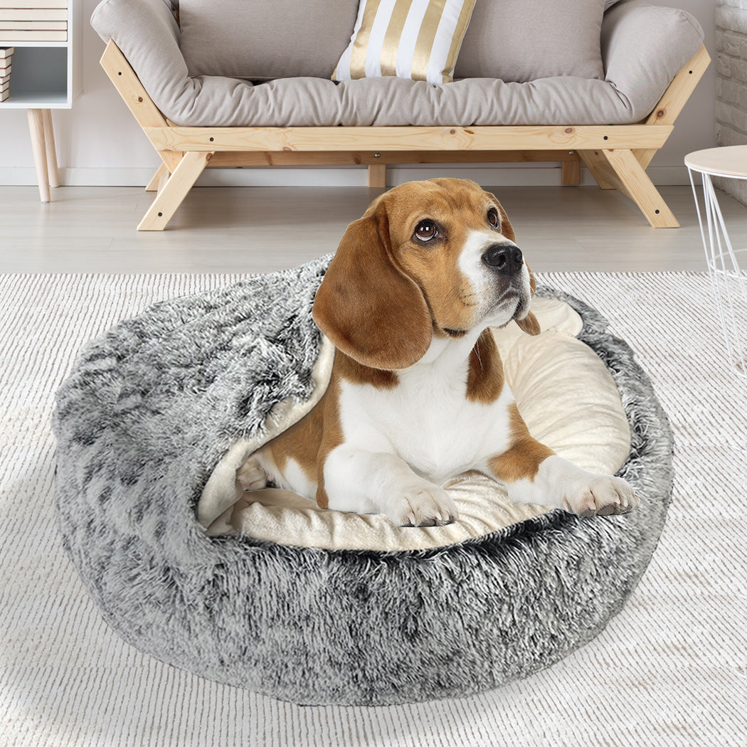 MEDIUM Dog Beds Pet Calming Warm Soft Plush - Charcoal