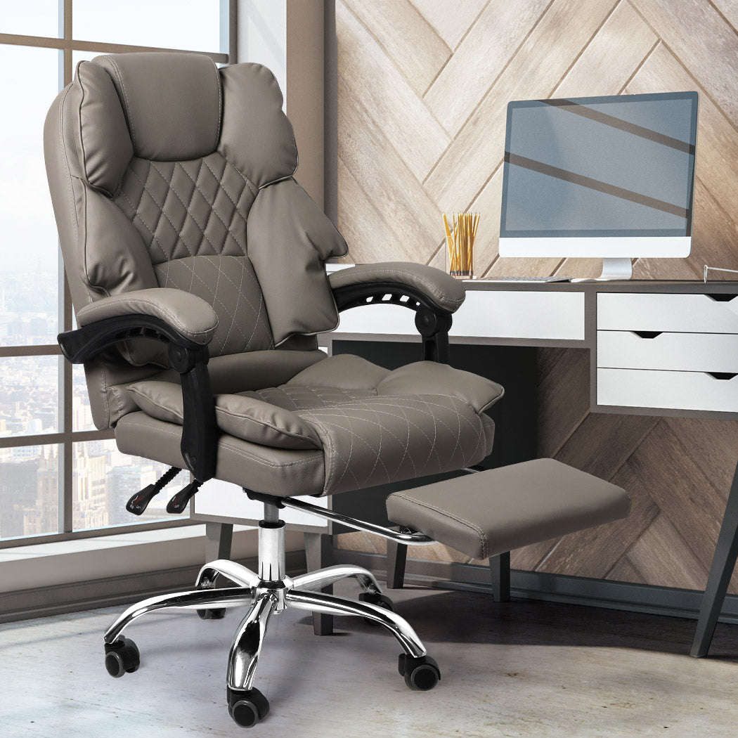 Levede Gaming Chair Office Computer Grey Footrest