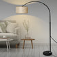 Modern LED Floor Lamp Reading Light Free Standing Height Adjustable Marble Base - Grey