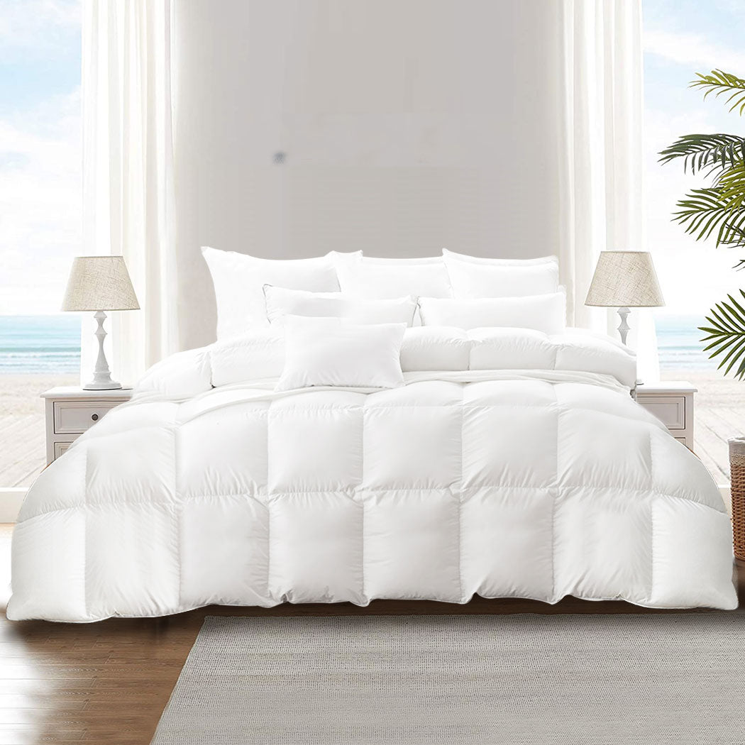 KING SINGLE 200GSM Duck Down Feather Quilt Duvet Doona Summer Bed - White