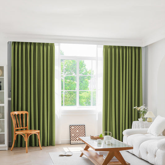 Set of 2 240x250 Blockout Curtains Chenille - Green