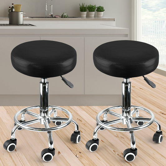 Set of 2 Swivel Salon Barstool Hairdressing Stool Barber Chair Equipment Beauty Black