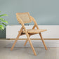 Thirsk Foldable Single Deck Chair Solid Wood Rubberwood Rattan Lounge Seat - Natural