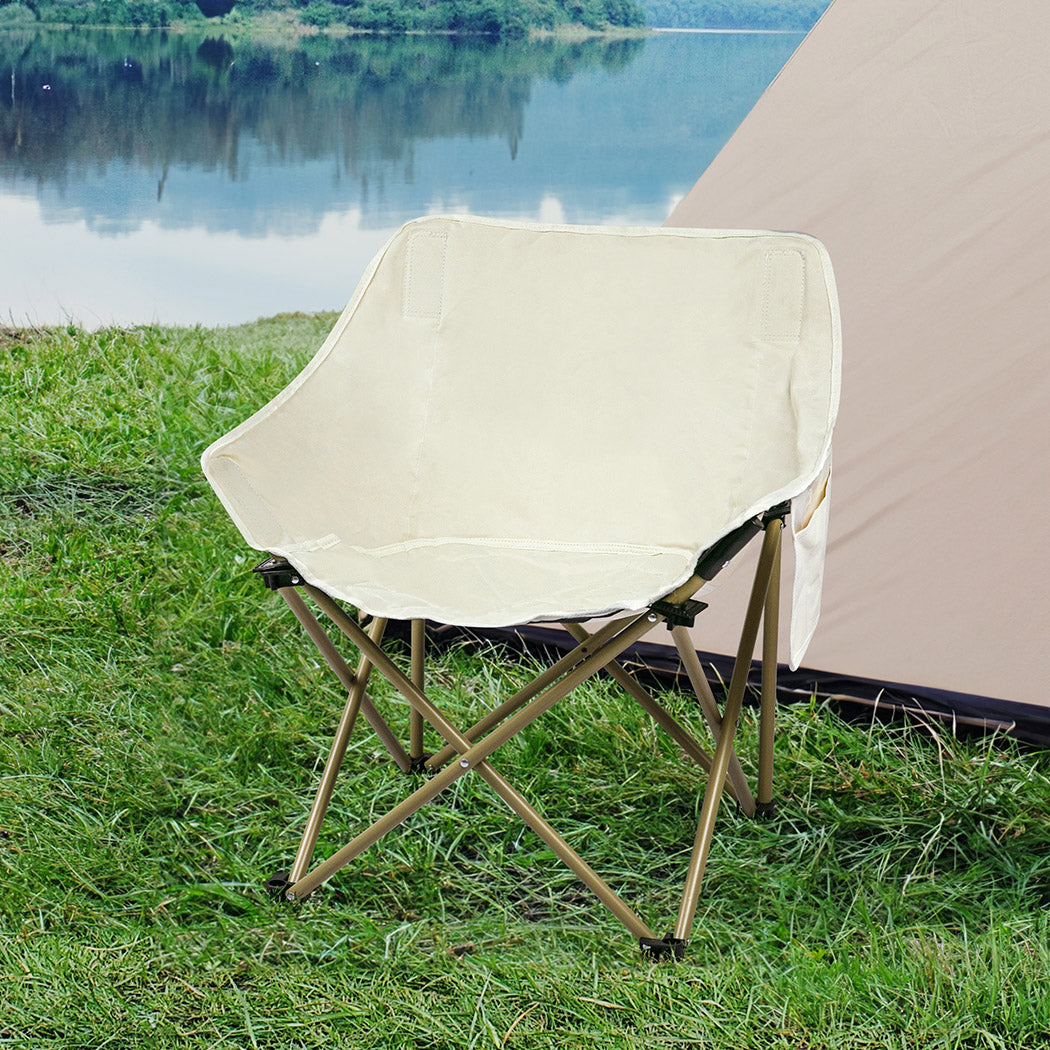 Folding Camping Moon Chair Lightweight - Beige