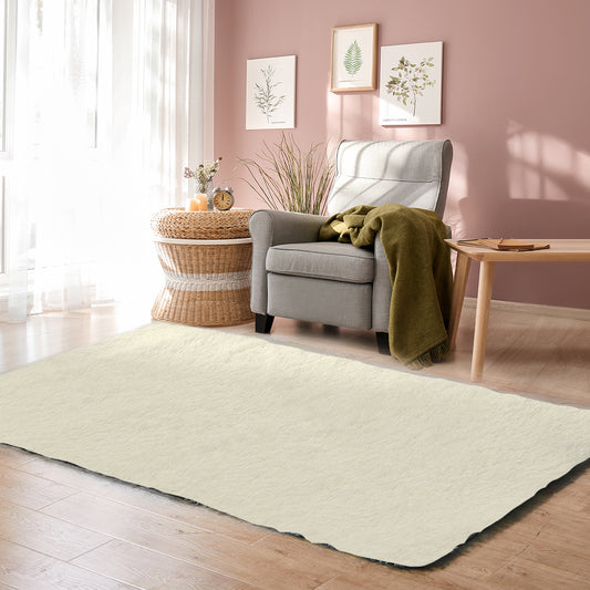 Amira 200x230 Designer Soft Shaggy Floor Confetti Rug - Cream