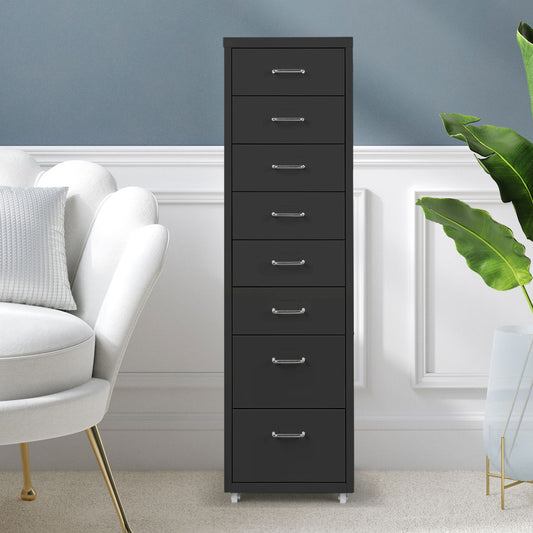 Levede 8 Drawer Office Cabinet Drawers Black