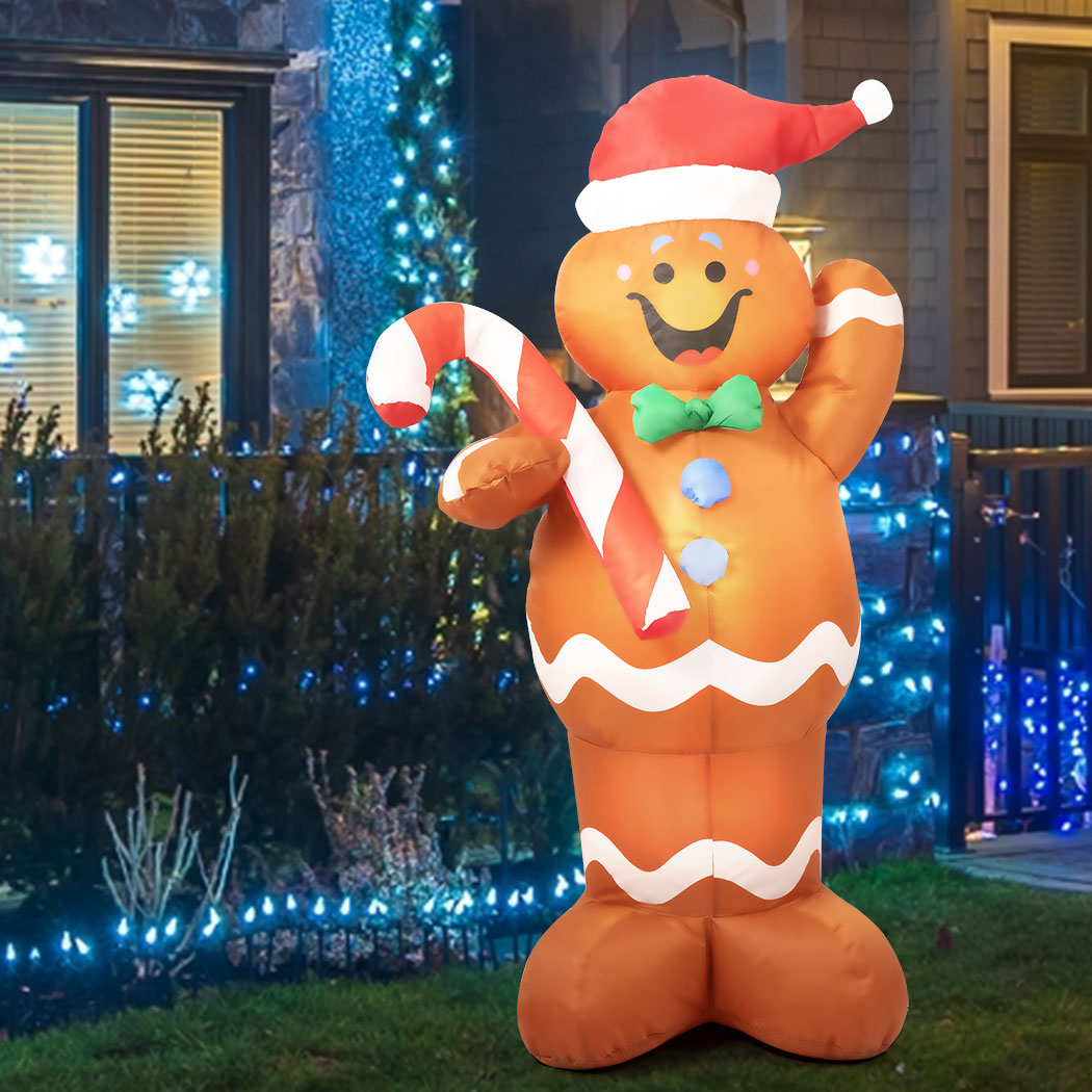 Gingerbread Man 1.5M Christmas Inflatable Gingerbread Man Xmas Decor LED Lights Outdoor