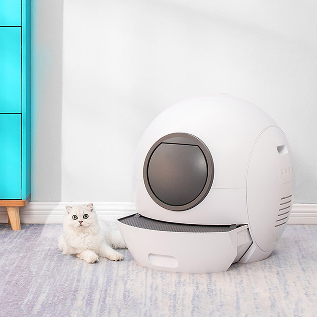 Automatic Smart Cat Litter Box Self-Cleaning With App Remote Control Large - White Large