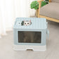 Foldable Cat Litter Box Tray Enclosed Kitty Toilet Hood Hair Grooming Blue - Green