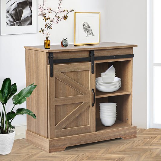 Finch Wooden Buffet Sideboard Cabinet Single Sliding Doors Kitchen Storage Cupboard - Oak