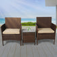 Rhyse 2-Seater Furniture Patio Garden Chair Table Rattan Wicker Cushion Seat 3-Piece Outdoor Setting - Brown