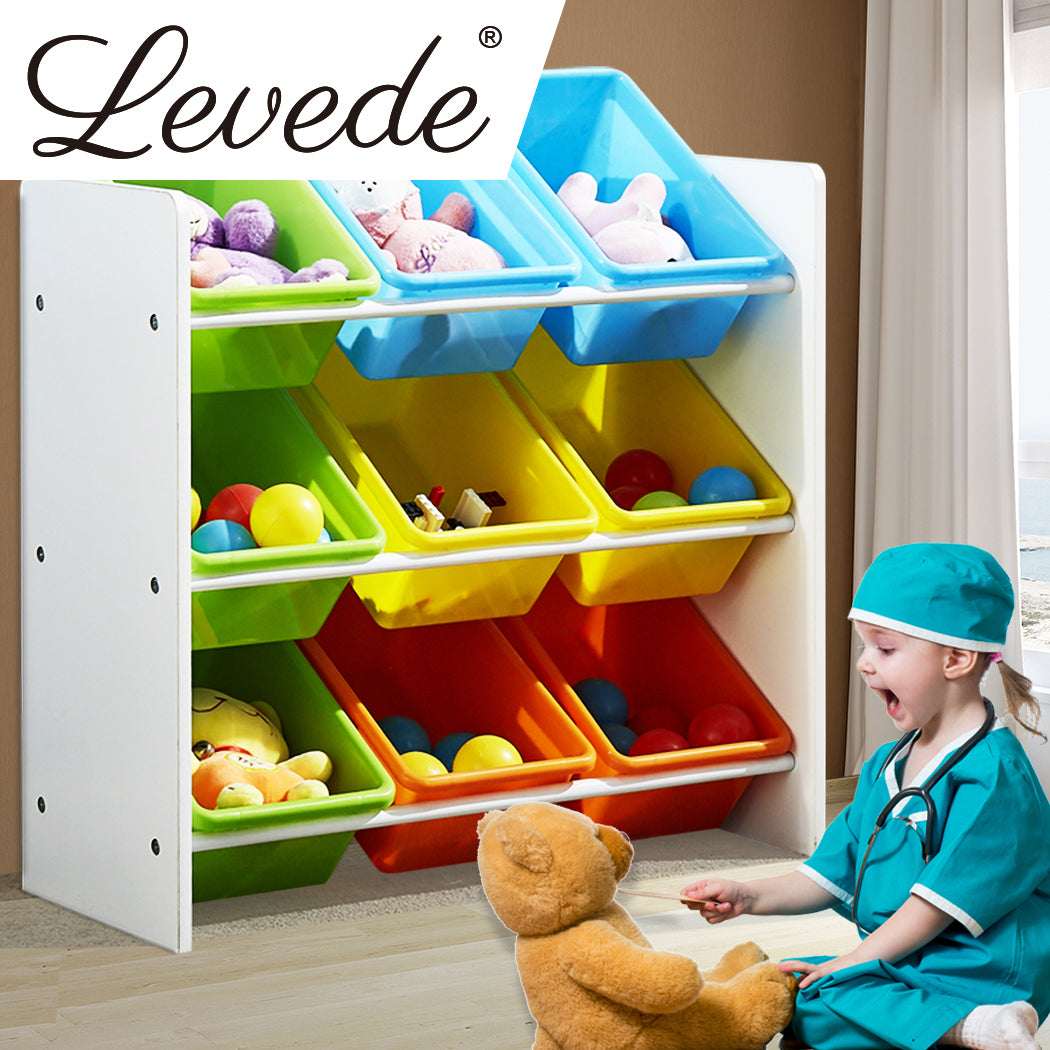 9 Bins Kids Toy Box Bookshelf Organiser Display Shelf Storage Rack Drawer