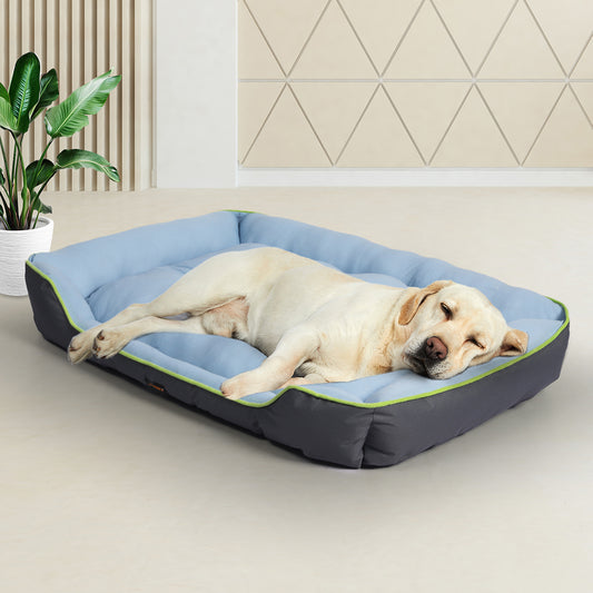 SMALL Dog Beds Pet Cooling Sofa Mat Bolster - Grey