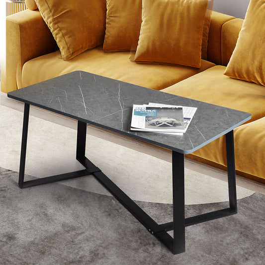 Ilios Coffee Table Storage Dining Industrial Steel Legs - Grey & Black