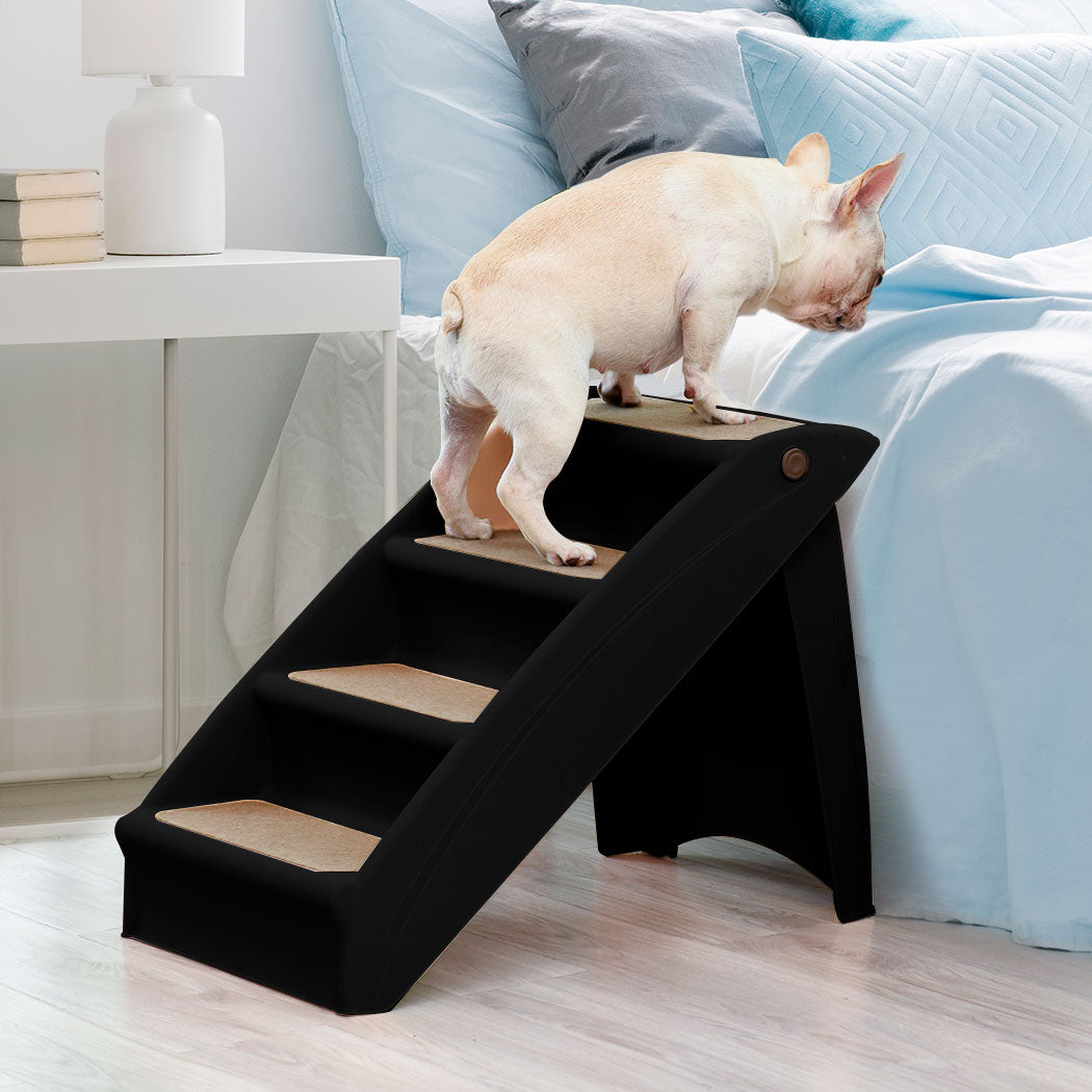 Pet Stairs Ramp Steps Portable Foldable Climbing Ladder Soft Washable Dog Black