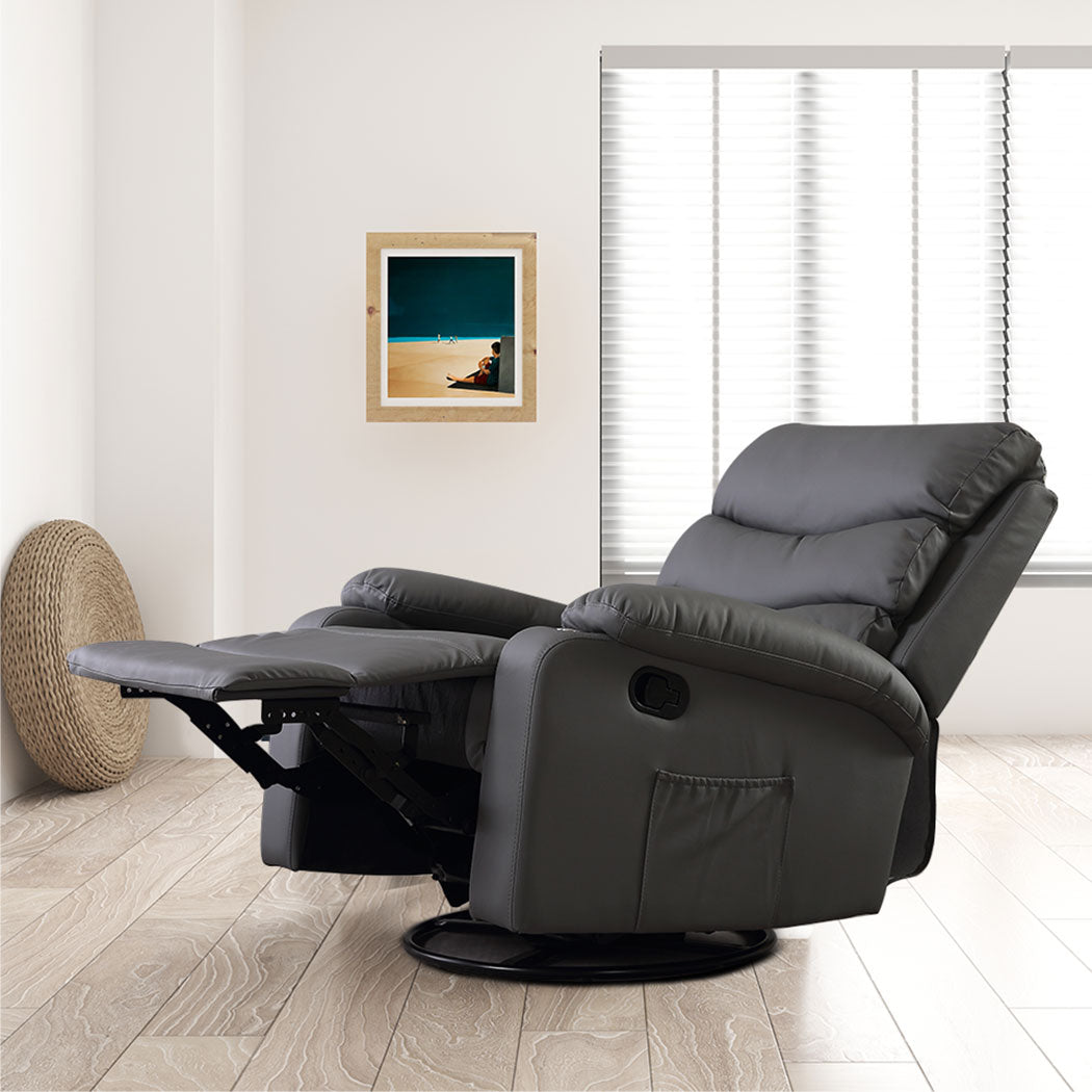 Rhea Massage Chair Recliner Chair Heated Lounge Armchair 360 Swivel - Grey