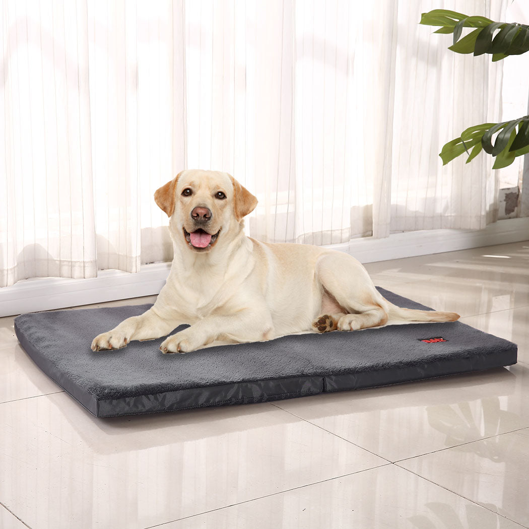 Borzoi Dog Beds Foldable Pet Soft Plush Cushion Pad - Grey MEDIUM