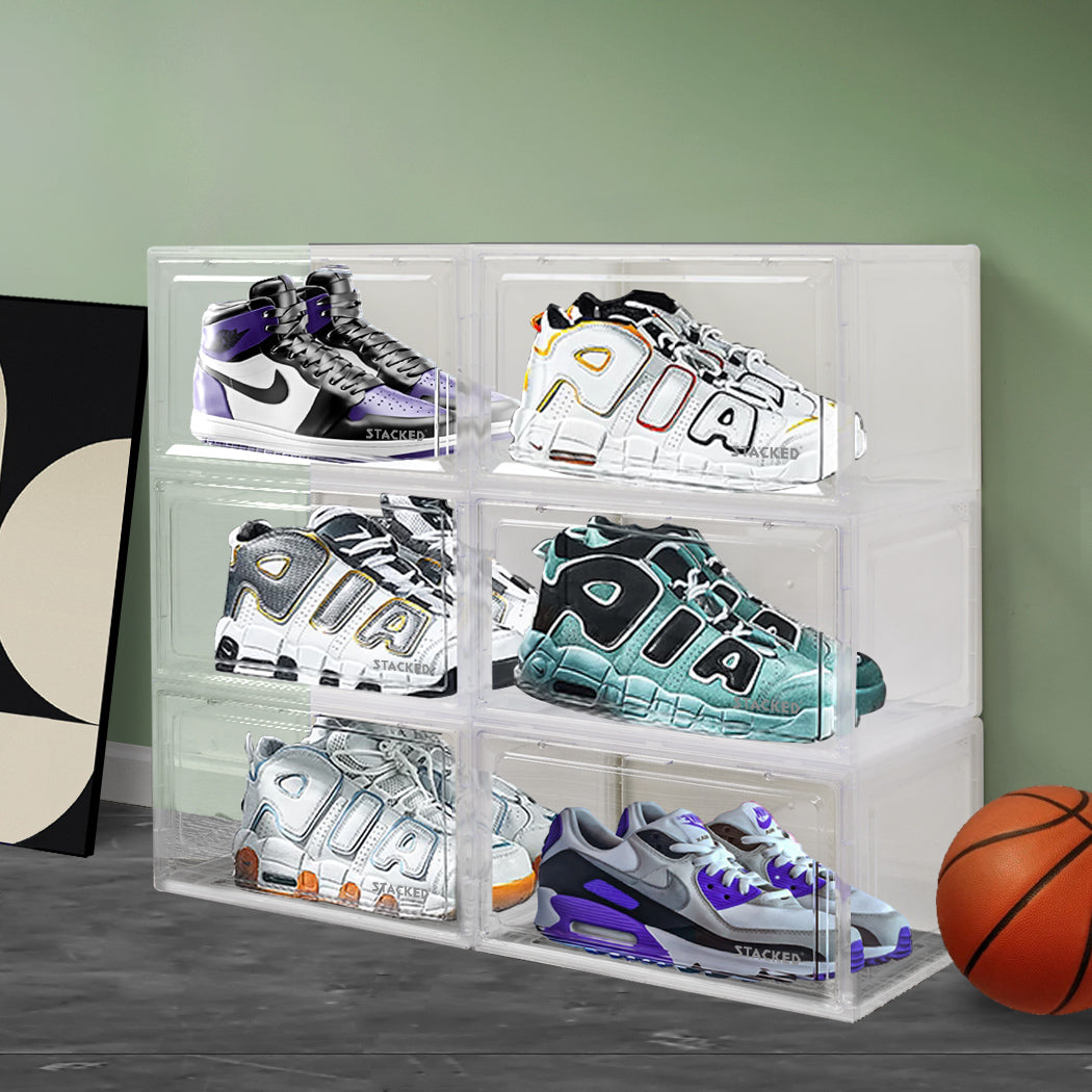 Stacked Shoe Box Acrylic Sneaker Display 6PC Clear