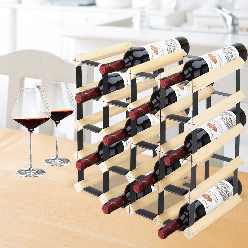 Timber Wine Storage Rack Wooden Cellar Organiser 20 Bottle Display Stand