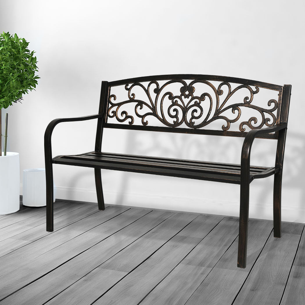 Calyx Garden Bench Seat Cast Iron Patio Benches Seats Lounge Chair - Bronze