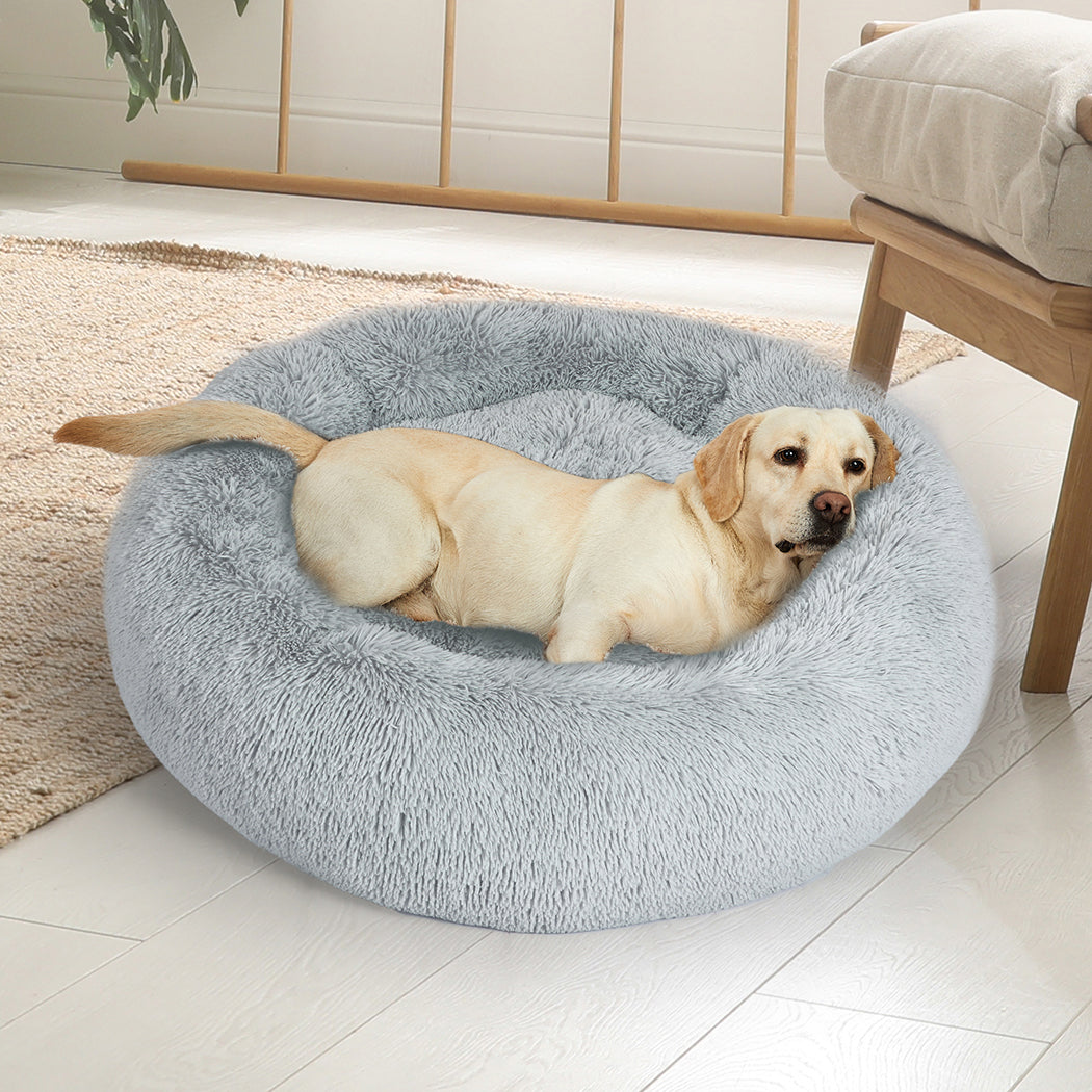 Molossus Dog Beds Pet Calming Donut Nest Deep Sleeping Bed - Grey XLARGE
