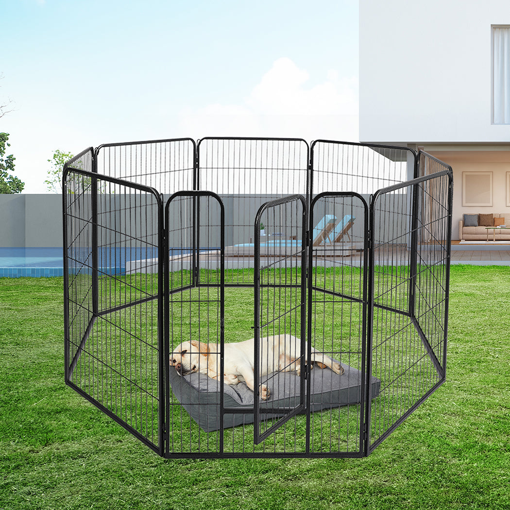 40'' 8 Panel Pet Dog Playpen Puppy Exercise Cage Enclosure Fence Cat Play Pen - Black