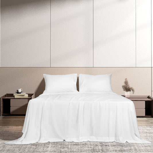 DOUBLE 4-Piece 100% Bamboo Bed Sheet Set - White