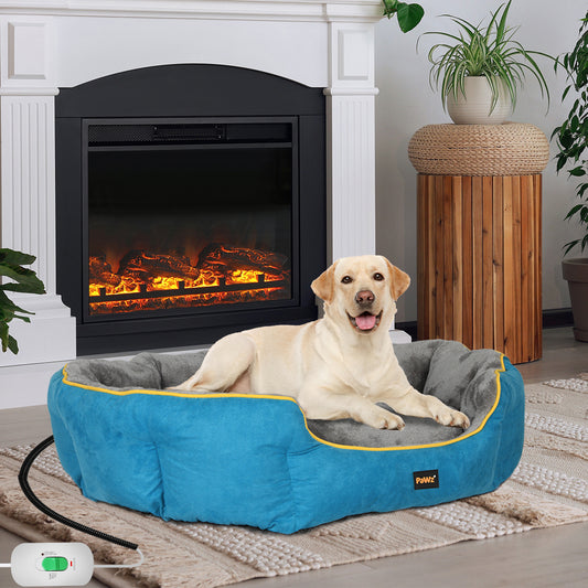 LARGE Dog Beds Electric Pet Heater Heated - Blue