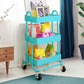 3 Tiers Kitchen Trolley Cart Steel Storage Rack Shelf Organiser Wheels Blue