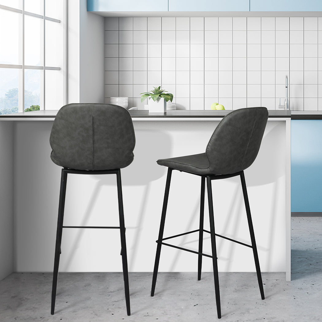 Set of 2 Zurich Bar Stool Barstools Counter - Grey