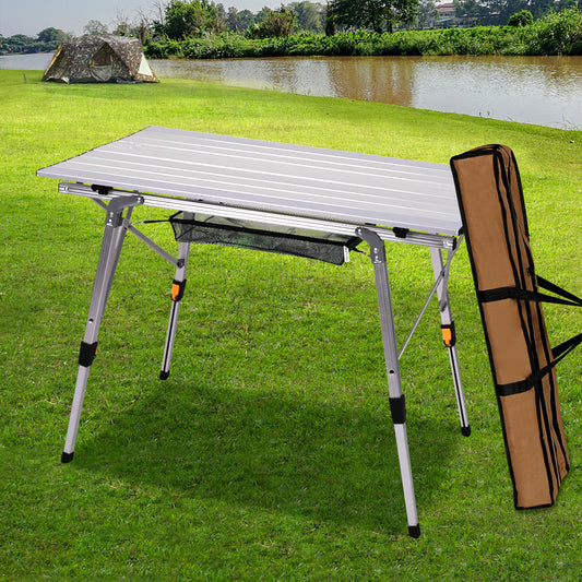 Camping Table Roll Up Folding Portable Aluminium Outdoor BBQ Desk Picnic