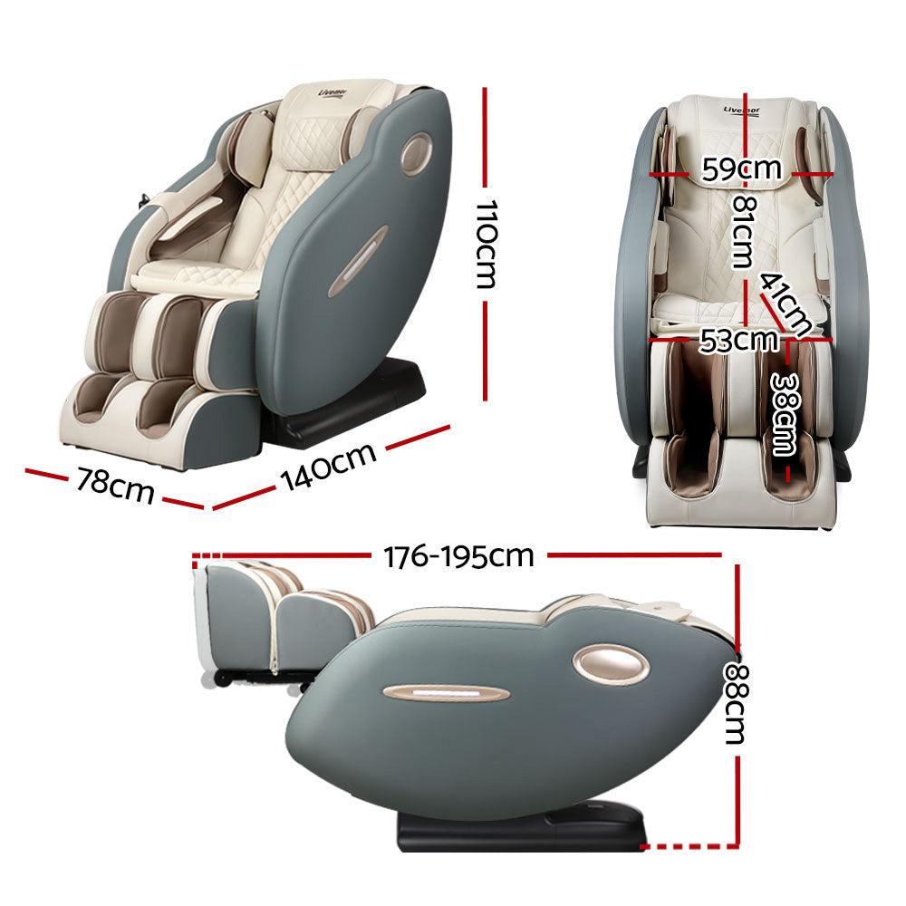 Ajax Massage Chair Electric Recliner Shiatsu Zero Gravity Head Massager - Grey