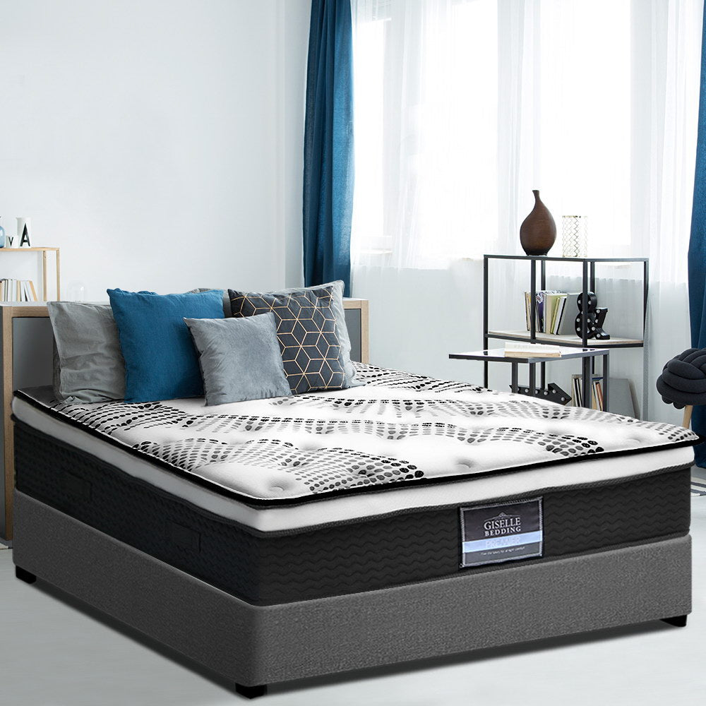 Frolic Ensemble Bed Base & Mattress Package with 32cm Mattress - Midnight Black King Single