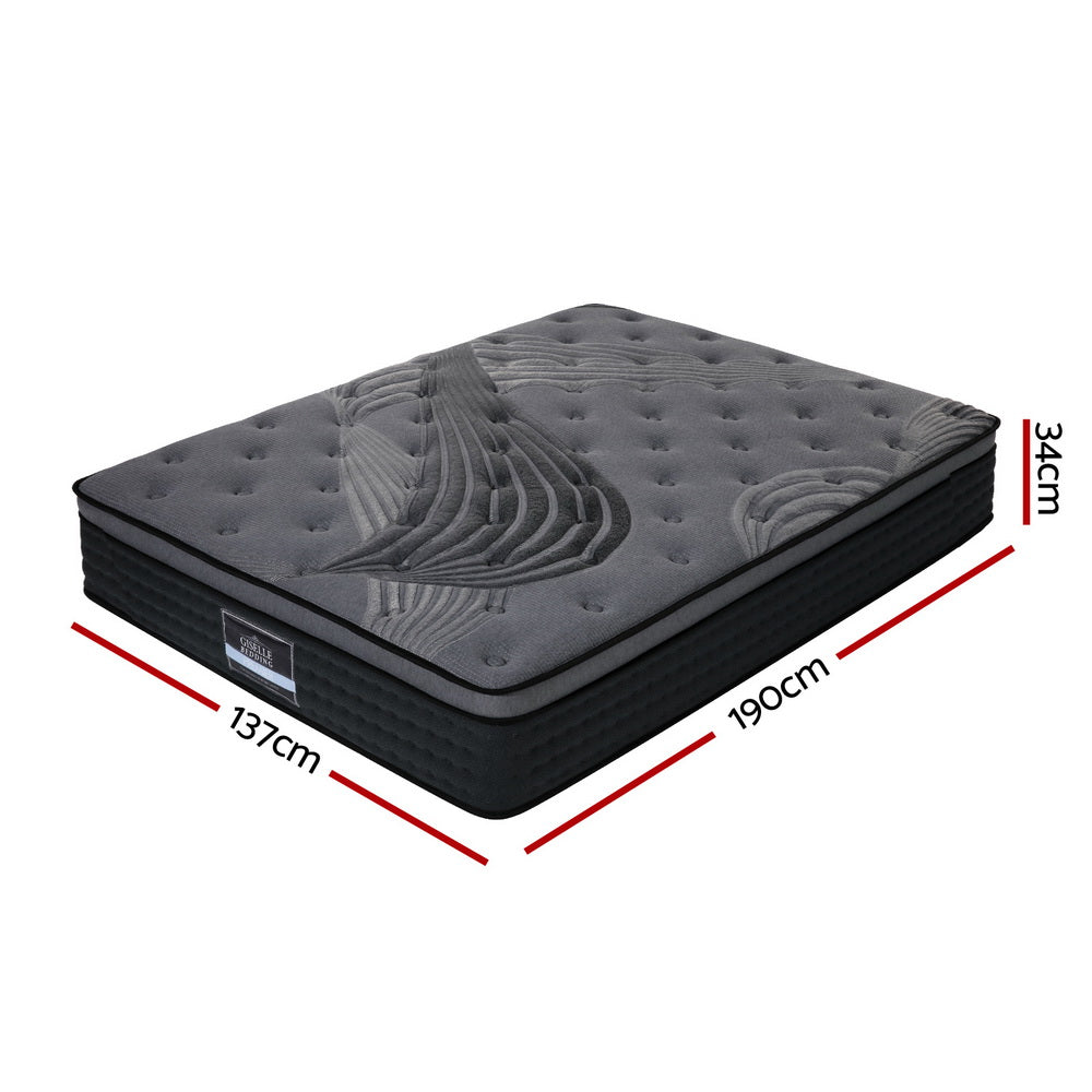 Balmy Bed & Mattress Package with 34cm Black Mattress - Black & Wood Double