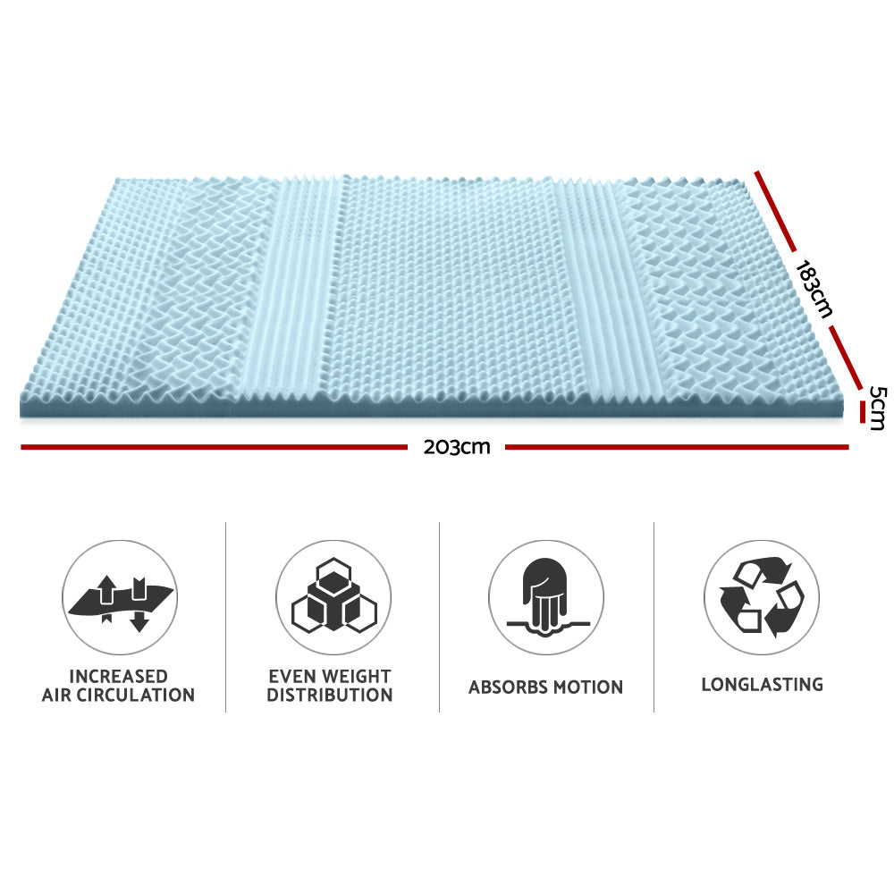 King Giselle Bedding Memory Foam Mattress Topper 7-Zone 5cm