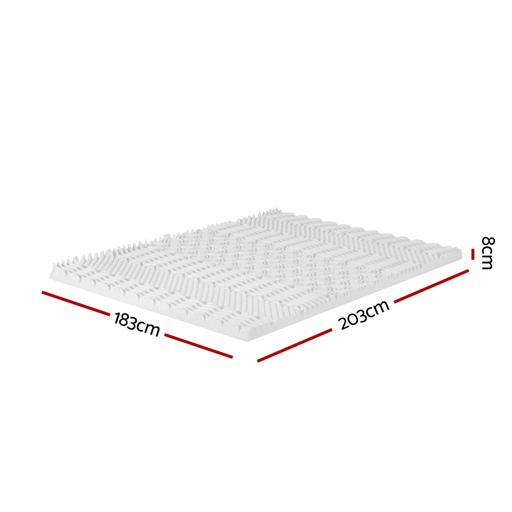 King Giselle Bedding Memory Foam Mattress Topper 7-Zone Airflow Pad 8cm White