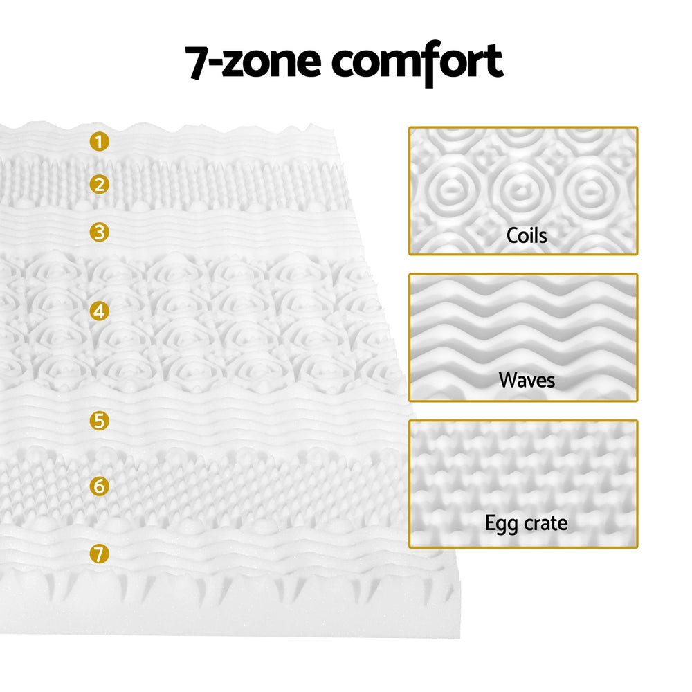 King Giselle Bedding Memory Foam Mattress Topper 7-Zone Airflow Pad 8cm White