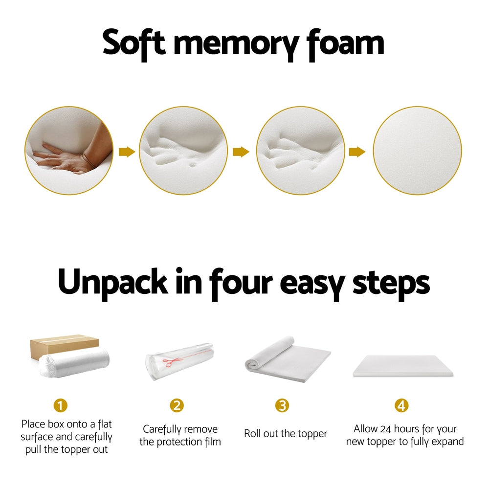 Queen Giselle Bedding Memory Foam Mattress Topper 7-Zone Airflow Pad 8cm White