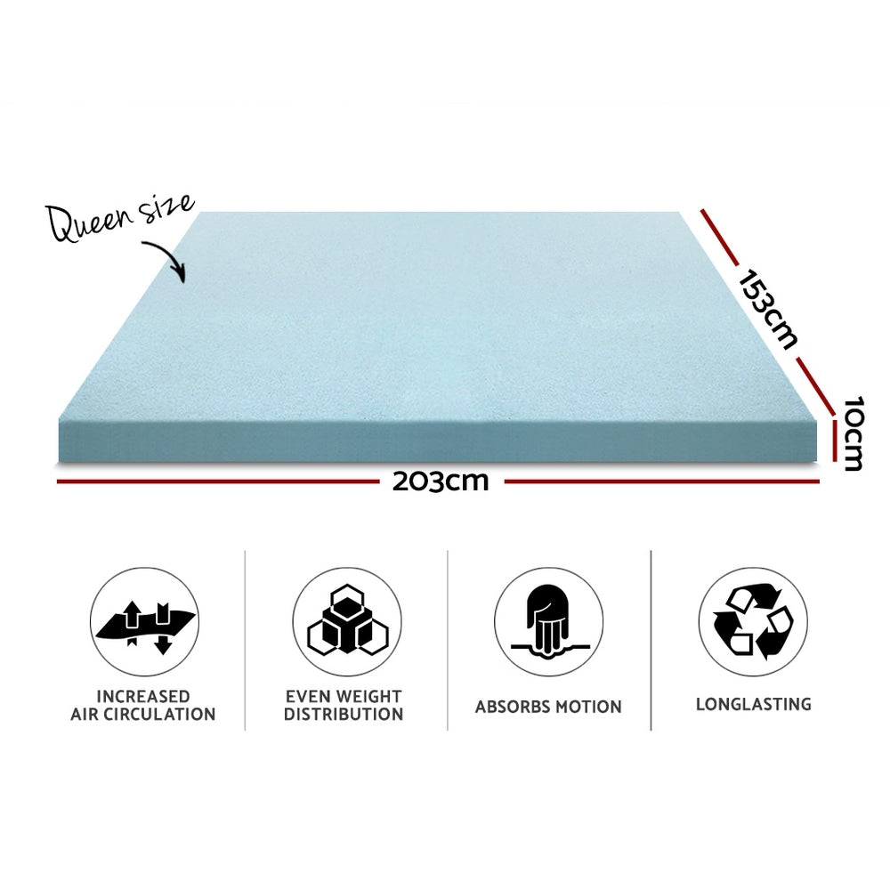 Queen Giselle Bedding Memory Foam Mattress Topper Cool Gel 10cm