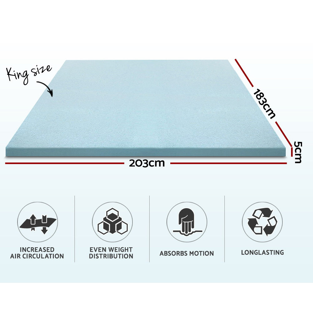 King Giselle Bedding Memory Foam Mattress Topper Cool Gel 5cm