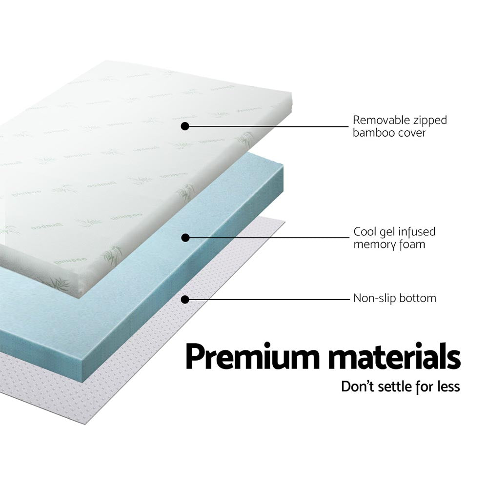 King Giselle Bedding Memory Foam Mattress Topper Cool Gel 8cm